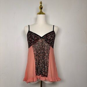 vintage lucky brand floral pink black lingerie ruffles y2k whimsygoth fairy goth
